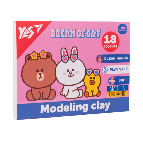 Пластилін Yes Line Friends 18 кольорів 360 г