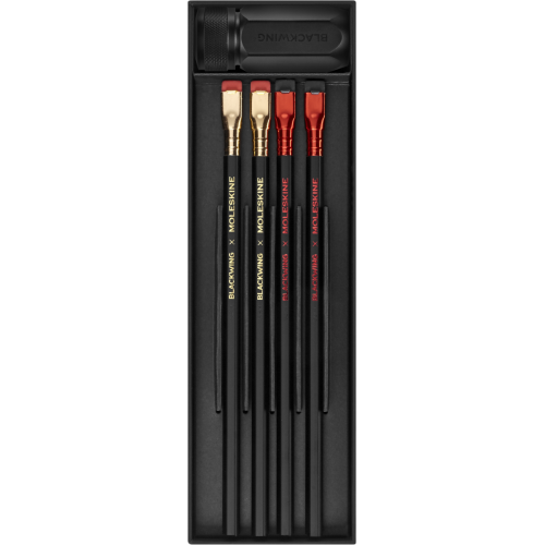 Набор графитных карандашей Moleskine x Blackwing (2 шт HB + 2 шт B + Точилка)
