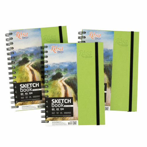 Блокнот на спирали A5 (14,8х21см), 100 г/м2, 80 листов, фисташковый, ROSA Studio Блокнот на спирали A5 (14,8х21см), 100 г/м2, 80 листов, фисташковый, ROSA Studio