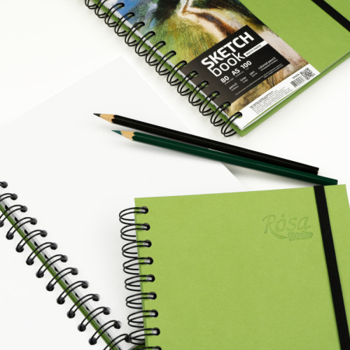 Блокнот на спирали A5 (14,8х21см), 100 г/м2, 80 листов, фисташковый, ROSA Studio Блокнот на спирали A5 (14,8х21см), 100 г/м2, 80 листов, фисташковый, ROSA Studio