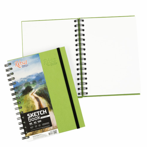 Блокнот на спирали A5 (14,8х21см), 100 г/м2, 80 листов, фисташковый, ROSA Studio Блокнот на спирали A5 (14,8х21см), 100 г/м2, 80 листов, фисташковый, ROSA Studio