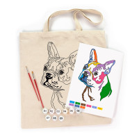 Набір екосумка-розмальовка з фарбами Яскравий мопс ROSA Talent, бавовна 38х42см