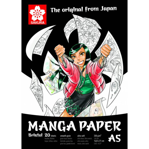 Альбом для рисунка MANGA Sakura, A5, 250 г/м2, 20 листов