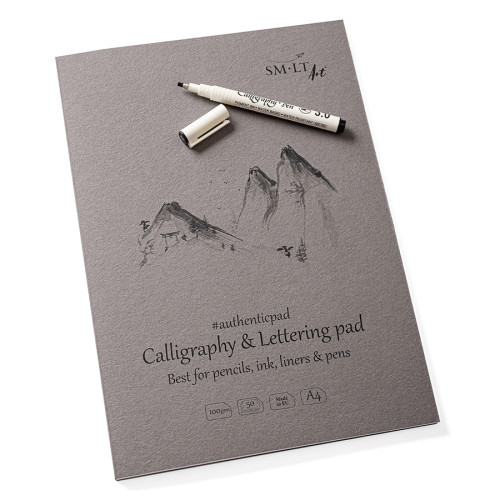 Блокнот-склейка для каллиграфии и леттеринга AUTHENTIC SMILTAINIS А4, 100 г/м2, 50 листов, белая бумага