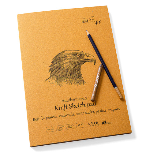 Блокнот-склейка для эскизов AUTHENTIC SMILTAINIS (Kraft) А4, 90г/м2, 60 листов, коричневый цвет