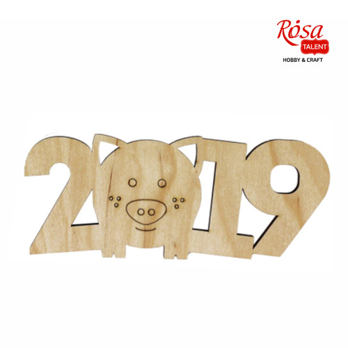Заготовки для декорирования Свинка 2019 1, фанера, 15х6,1см, 4шт, ROSA TALENT