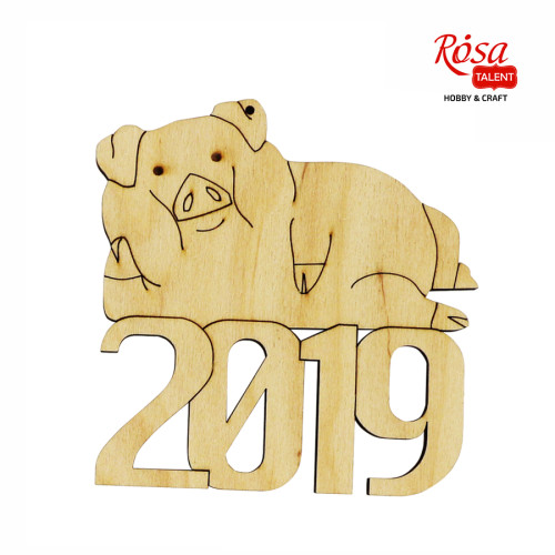 Заготовки для декорування Свинка 2019 2, фанера, 10,0х10,0см, 4шт, ROSA TALENT