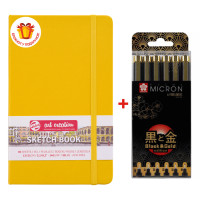 Набор линеров с блокнотом PIGMA MICRON Black Gold, 6 шт