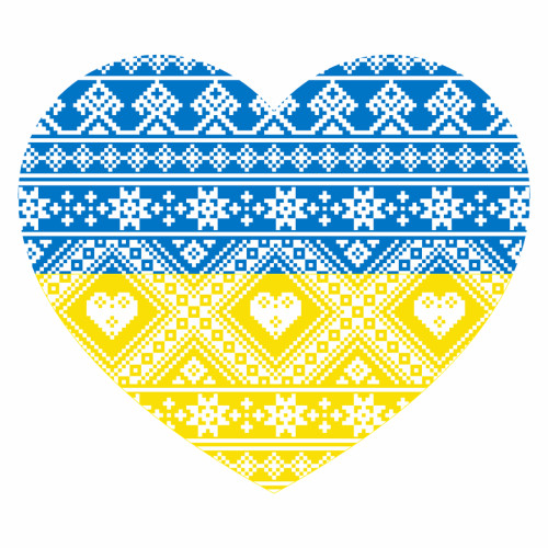 Полотно на картоне с контуром, Патриотические, Сердце Украины, 30х30, хлопок, акрил, ROSA START