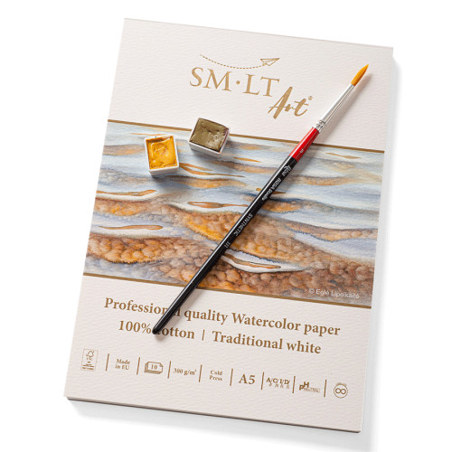 Склейка для акварели PRO CREATE SMILTAINIS А5, 300 г/м2, 10 листов, белая бумага