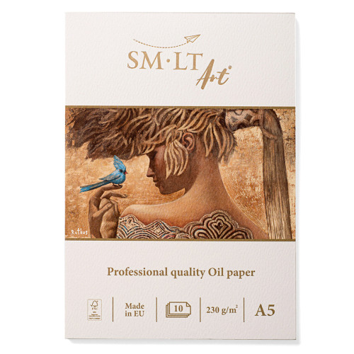 Склейка для масла PRO CREATE SMILTAINIS А5, 230 г/м2, 10 листов, белая льняная бумага