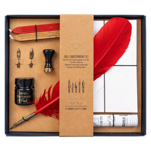Подарочный набор для каллиграфии Красное перо с печаткой Quill Correspondence Manuscript, 9 предметов