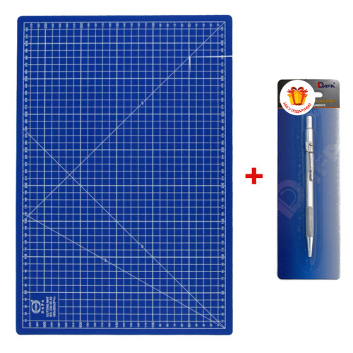 Набір килимок самовідновний, А3, синій + Ніж макетний ручка, сріблястий, C-615, DAFA