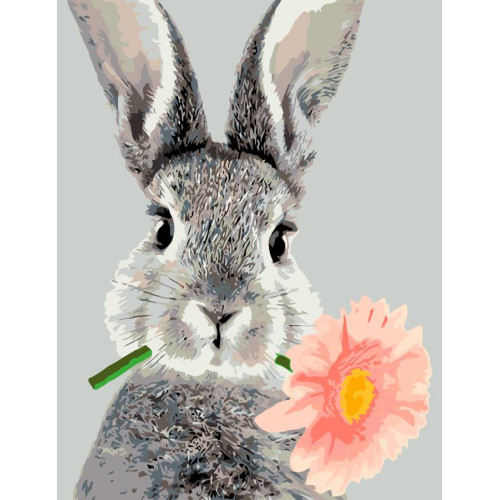 Картина по номерам набор-стандарт Rabbit and Flower ROSA START, 35х45 см