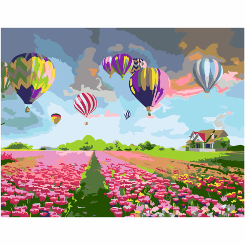 Картина по номерам набор-стандарт Воздушные шары и мельница ROSA START, 35х45 см