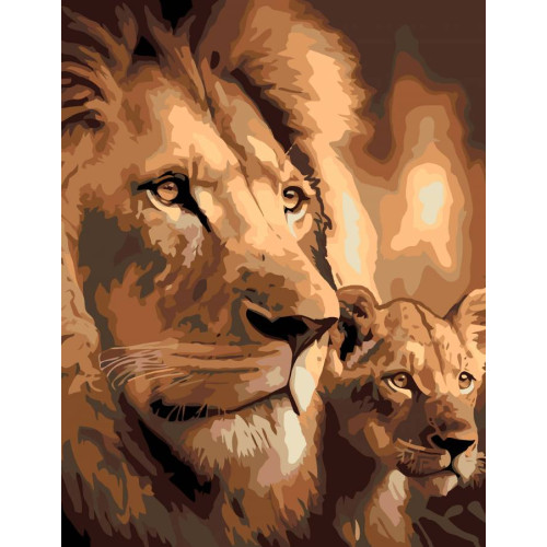 Картина по номерам набор-стандарт Лев и львенок ROSA START, 35х45 см