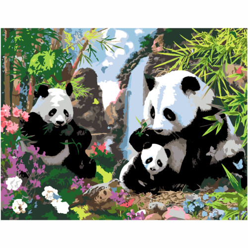 Картина по номерам набор-стандарт Счастливые панды ROSA START, 35х45 см