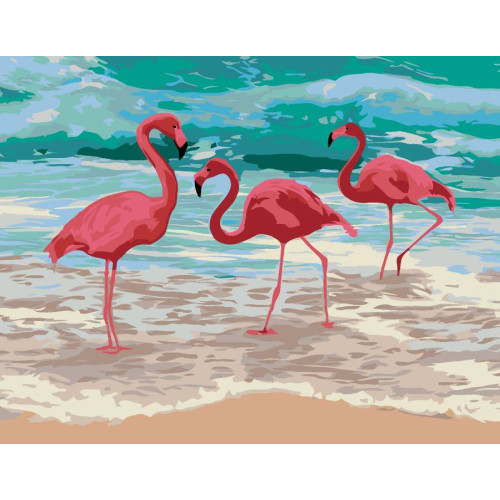 Картина по номерам набор-стандарт Фламинго на побережье ROSA START, 35х45 см