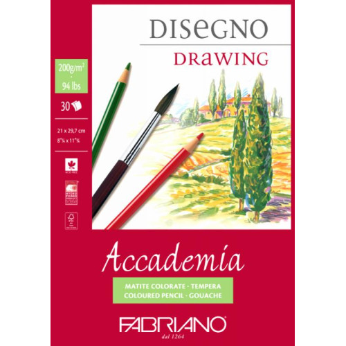 Склейка для малюнка Accademia Fabriano А4 (21x29,7см), 200 г/м2, 30 аркушів