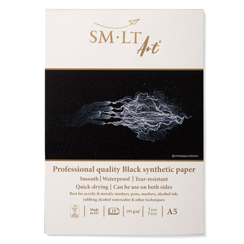 Склейка для спиртового чорнила PRO CREATE SMILTAINIS А5, 155 г/м2, 10 аркушів, чорна