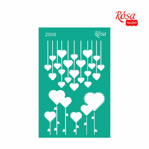 Трафарет многоразовый самоклеящийся 13x20 см, №2008, серия Влюбленные сердца, ROSA TALENT