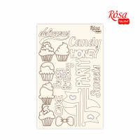 Чипборд для скрапбукинга Cake delicious 1, белый картон, 12,8х20см, ROSA TALENT