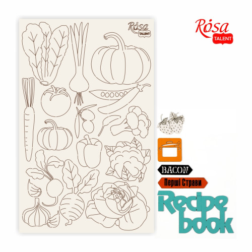 Чипборд для скрапбукинга Recipe book 3, белый картон, 12,6х20 см, ROSA TALENT