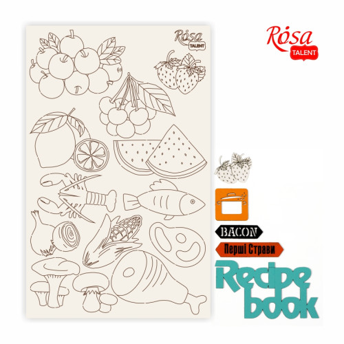 Чипборд для скрапбукинга Recipe book 4, белый картон, 12,6х20 см, ROSA TALENT