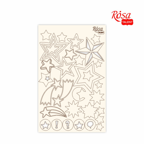 Чипборд для скрапбукинга Классический Звезды, белый картон, 12,6х20см, ROSA TALENT