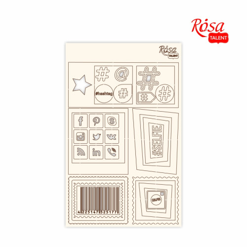 Чипборд для скрапбукинга Классический Рамки и пиктограммы, ​​белый картон, 12,6х20см, ROSA TALENT