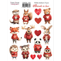 Набір наклейок (стікерів) 15 шт, Animals in love, №375