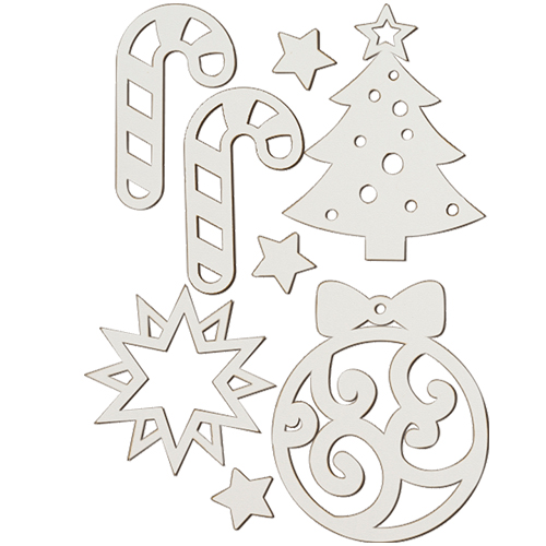 Набор декоративных элементов серия Уютное Рождество №171, Белый
