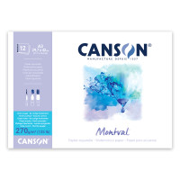 Склейка для акварели MONTVAL Canson, А3, 270г/м2, натуральный белый, крупное зерно, 12 листов