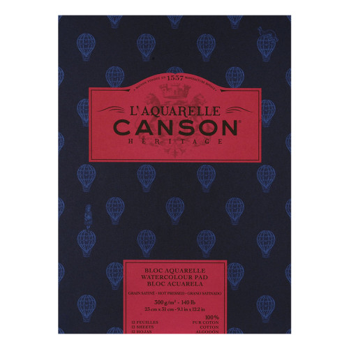 Альбом для акварелі Heritage Canson, 23x31см, 300г/м2, 100% бавовна, HP, дрібне зерно, 20 листів