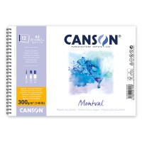 Альбом для акварели на спирали MONTVAL Canson, А4, 300г/м2, натуральный белый, среднее зерно, 12 листов