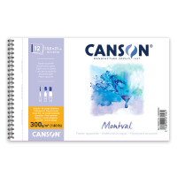 Альбом для акварели на спирали MONTVAL Canson, 13,5x21см, 300г/м2, натуральный белый, среднее зерно, 12 листов