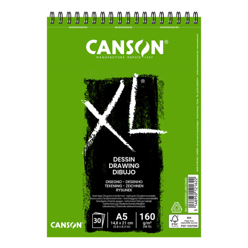 Альбом для рисунка Canson XL, А5 (14,8x21см), 160г/м2, белый цвет, 30 листов