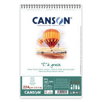 Альбом для ескізів та малюнка на спіралі Canson CAGRAIN, А4 (21x29,7см), 224г/м2, білий папір, 30 аркушів