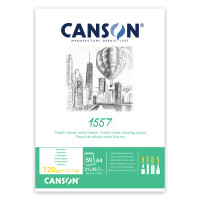Склейка для ескізів Canson 1557, А4 (21x29,7см), 120г/м2, білий колір, 50 листів