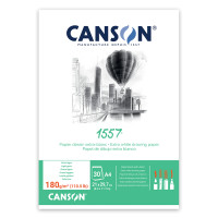 Склейка для рисунка Canson 1557, А4 (21x29,7см), 180г/м2, белый цвет, 30 листов