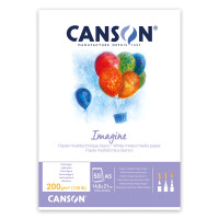 Склейка бумаги для рисования Canson IMAGINE (mix media), А5, 200 г/м2, натуральный белый, гладкий, 50 листов
