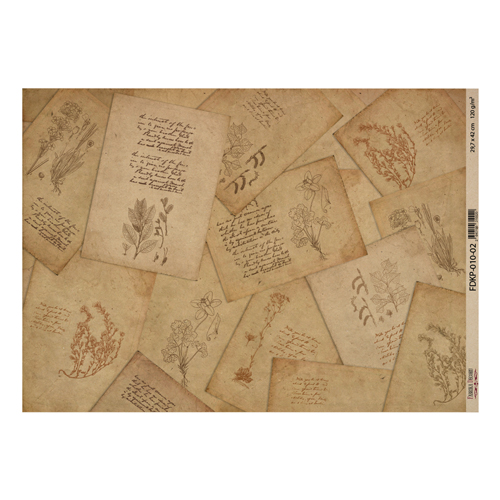 Лист крафт бумаги с рисунком Botany spring, №2, 42x29,7 см
