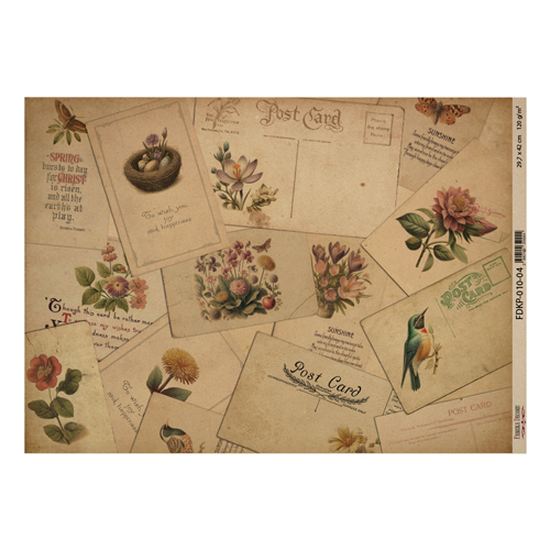 Лист крафт бумаги с рисунком Botany spring, №4, 42x29,7 см