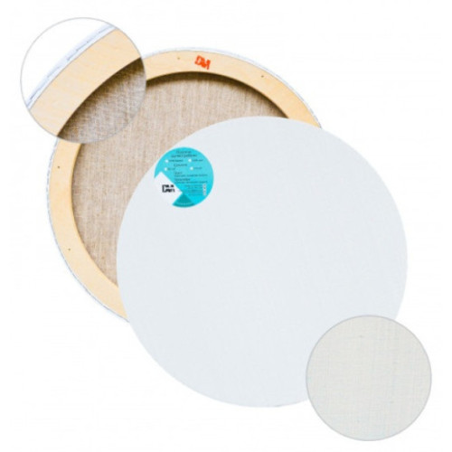 Круглый холст на подрамнике 70х70 см, льон, білий акриловий грунт, К40Л1617070