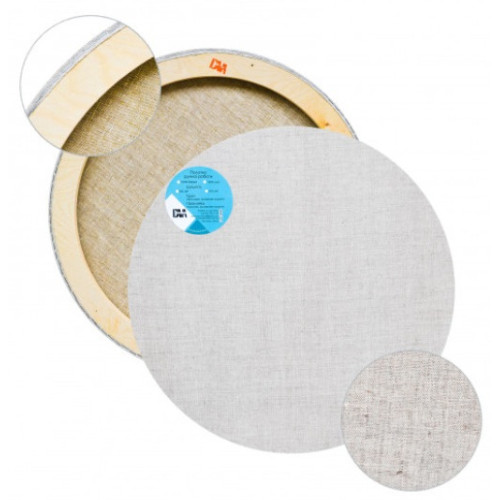 Круглый холст на подрамнике 100х100 см, лен, бесцветный (цвет льна натуральный) акриловый грунт