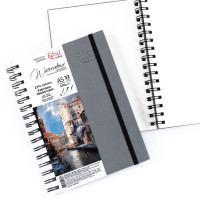 Блокнот для акварели на спирали Watercolor by Fabriano, А5, 200г/м2, 32 л, белая бумага, Антрацит, ROSA Gallery