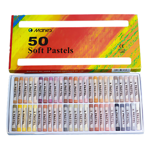 Набір сухої м'якої пастелі Maries Soft Pastel, 50 кольорів (теплі тони)