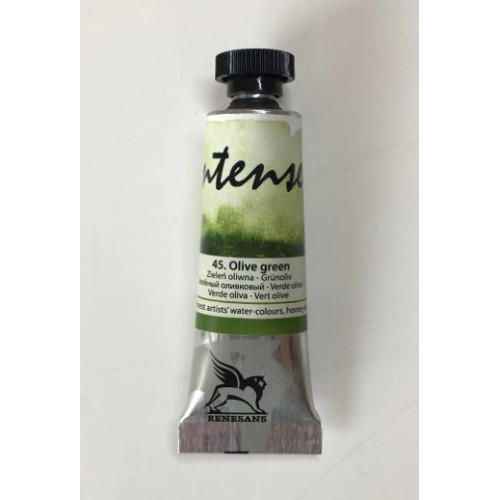 Акварельная краска Intense Water Renesans, №45 Olive Green Оливковый зеленый, туба, 15 мл