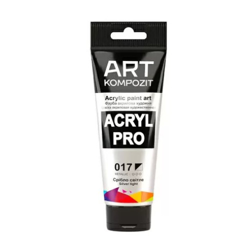 Акрилова фарба Art Kompozit 75 мл, 017 срібло світле ефект металік