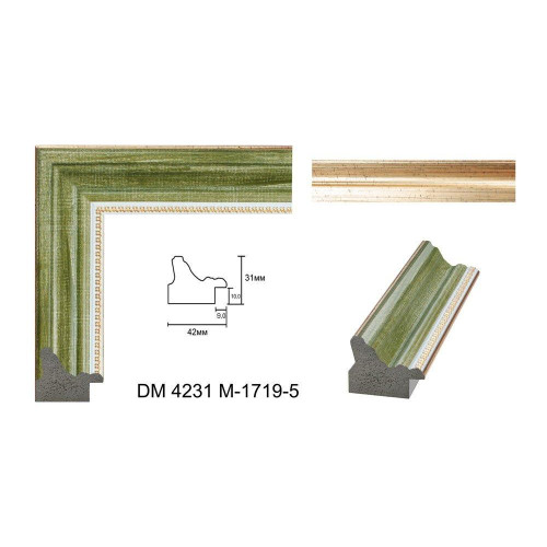 Рамка для картин пластиковая, Зеленый с золотом, м/пог , DM 4231M 1719 5